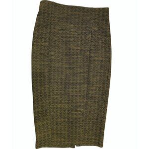 Yellow Tweed Midi Pencil Skirt